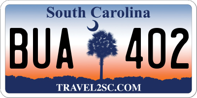 SC license plate BUA402