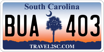 SC license plate BUA403