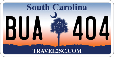 SC license plate BUA404
