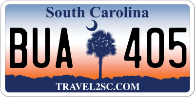 SC license plate BUA405
