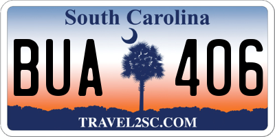 SC license plate BUA406