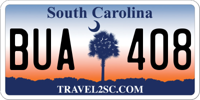 SC license plate BUA408