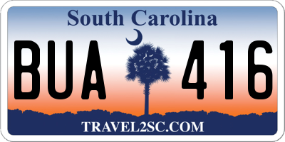 SC license plate BUA416