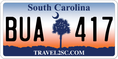 SC license plate BUA417