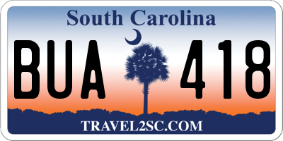SC license plate BUA418