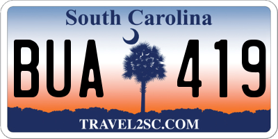 SC license plate BUA419