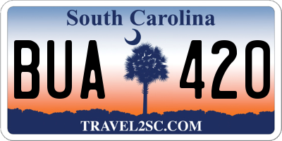 SC license plate BUA420