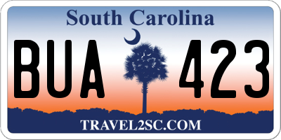 SC license plate BUA423