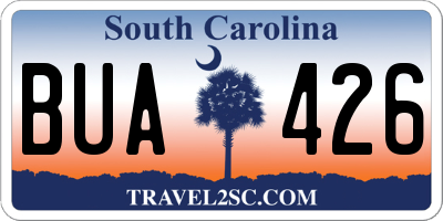 SC license plate BUA426