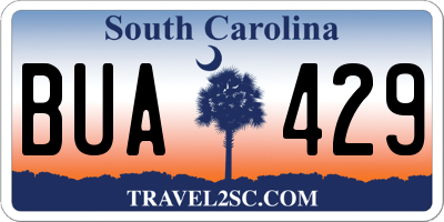 SC license plate BUA429