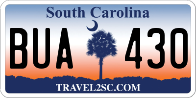 SC license plate BUA430