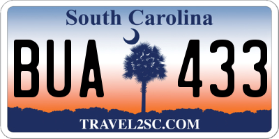 SC license plate BUA433