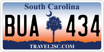 SC license plate BUA434