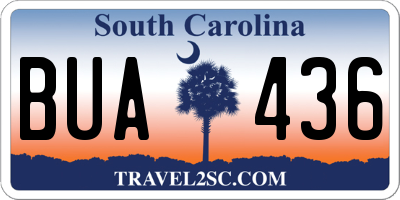 SC license plate BUA436