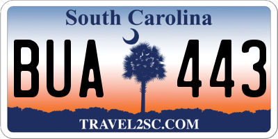 SC license plate BUA443