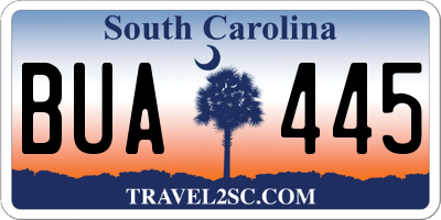 SC license plate BUA445