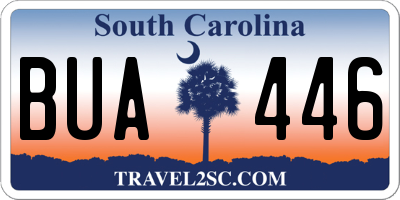 SC license plate BUA446