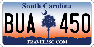 SC license plate BUA450