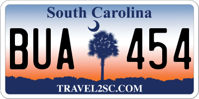 SC license plate BUA454