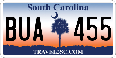 SC license plate BUA455