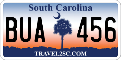 SC license plate BUA456
