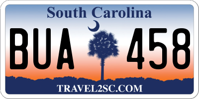 SC license plate BUA458