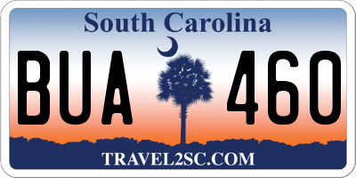 SC license plate BUA460