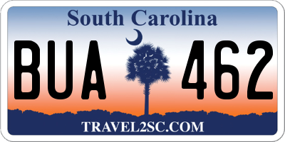 SC license plate BUA462
