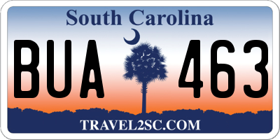 SC license plate BUA463