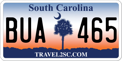 SC license plate BUA465