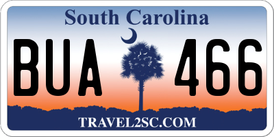 SC license plate BUA466
