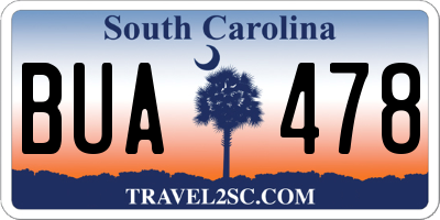 SC license plate BUA478