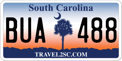 SC license plate BUA488