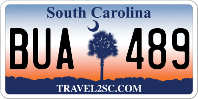SC license plate BUA489