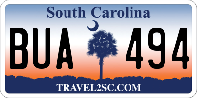 SC license plate BUA494
