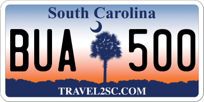 SC license plate BUA500