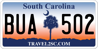 SC license plate BUA502