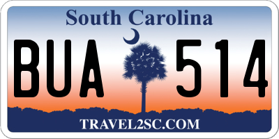 SC license plate BUA514