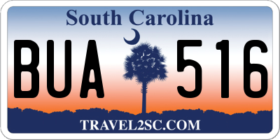 SC license plate BUA516