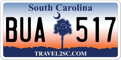 SC license plate BUA517