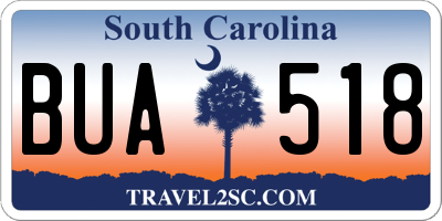 SC license plate BUA518