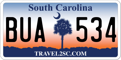 SC license plate BUA534