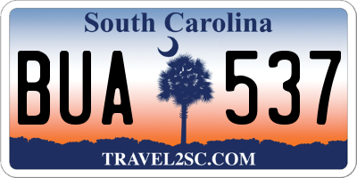 SC license plate BUA537