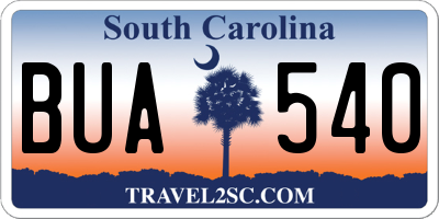 SC license plate BUA540