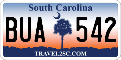 SC license plate BUA542