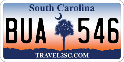 SC license plate BUA546