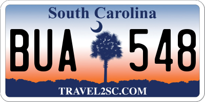 SC license plate BUA548