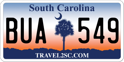 SC license plate BUA549