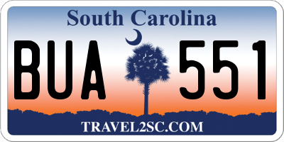SC license plate BUA551