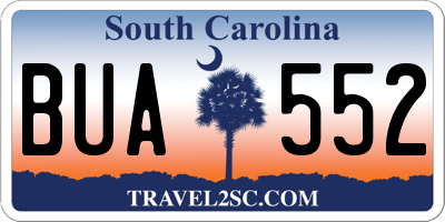 SC license plate BUA552